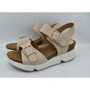 Sofft Womens Size 9.5 Castello Sporty Leather Tapioca Grey Sandals Shoes