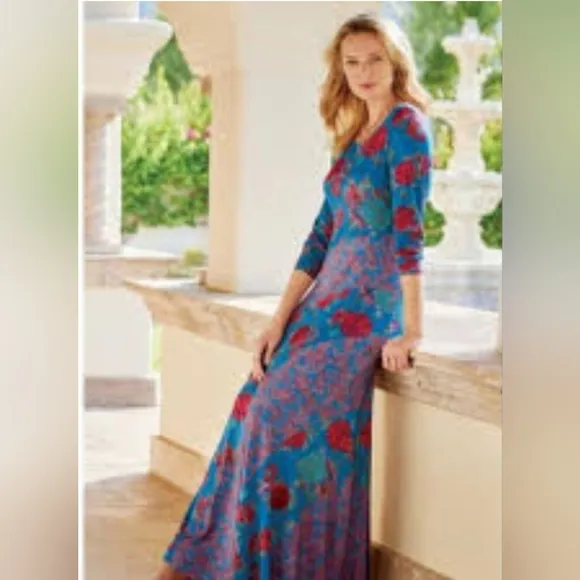 Soft Surroundings bohemian multi media floral lagenlook Alcott dress size Large
