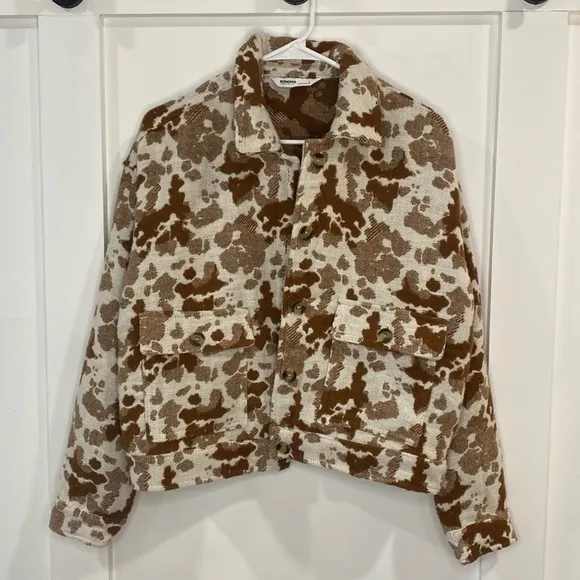 SONOMA cow print cropped shacket