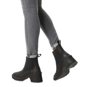 Sorel 9.5 Black/Sea Salt Hi-Line Heel Chelsea Boots Leather Waterproof P1-36