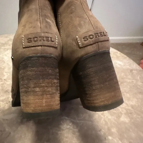 Sorel Addington ChelseaAnkle Boots Block Heel KettleTan Brown size 8,5