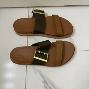 Sorel Brown Tan Buckle Sandals Shoes