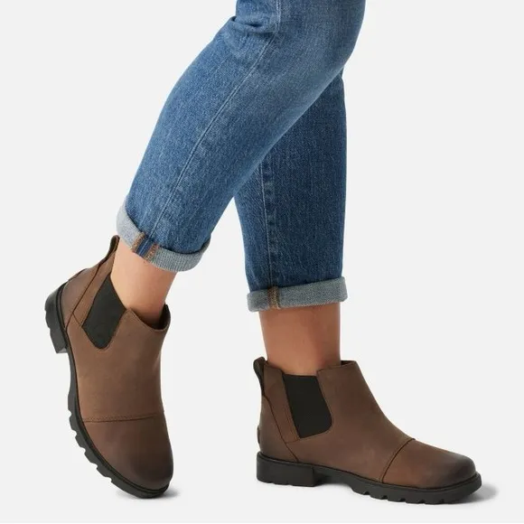 SOREL Emelie Waterproof Leather Chelsea Boots Size 9