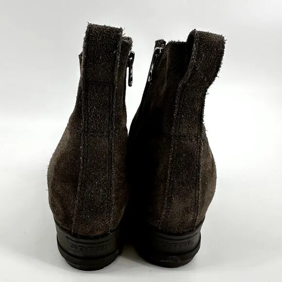 Sorel Evie Boots Wedge Suede Leather Zip Ankle Waterproof Round Toe Brown 9