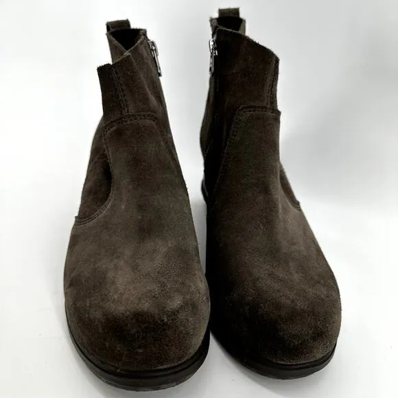 Sorel Evie Boots Wedge Suede Leather Zip Ankle Waterproof Round Toe Brown 9