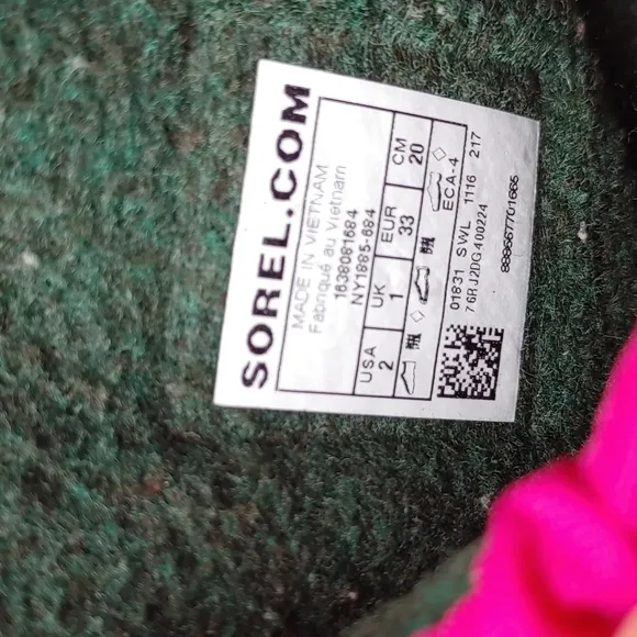 Sorel Flurry Kids Insulated Snow Boots Deep Blush/Tropic Pink Youth Size 2