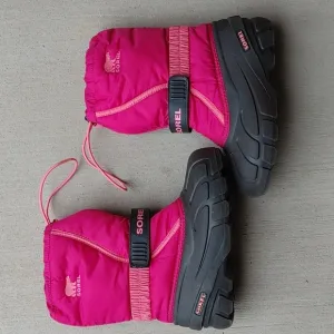 Sorel Flurry Kids Insulated Snow Boots Deep Blush/Tropic Pink Youth Size 2