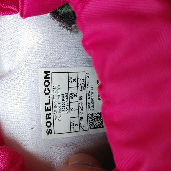 Sorel Flurry Kids Insulated Snow Boots Deep Blush/Tropic Pink Youth Size 2