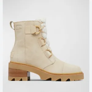 Sorel Joan now lace cozy lace up boot bootie waterproof bleached ceramic 7