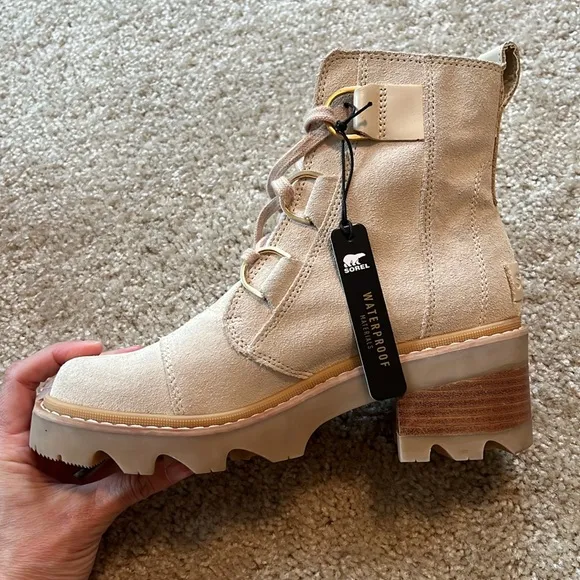Sorel Joan now lace cozy lace up boot bootie waterproof bleached ceramic 7
