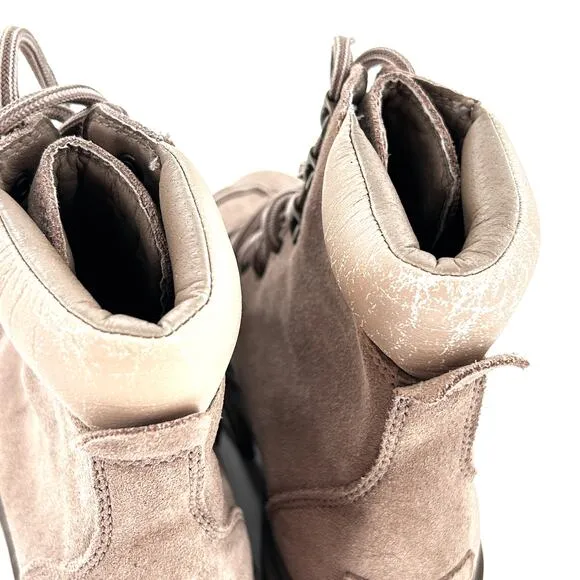 Sorel Lennox Hiker Boots 6 Tan NWOT Combat Moto Lace Beige Ankle Booties Suede