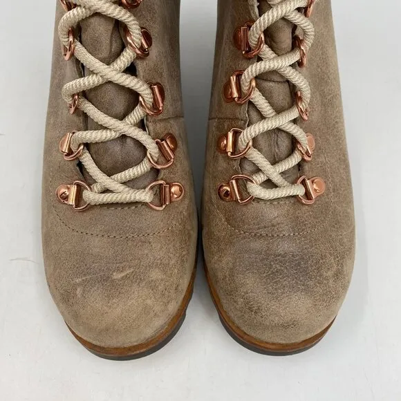 Sorel Tan Lace Up Wedge Heeled Boots | Size 8.5