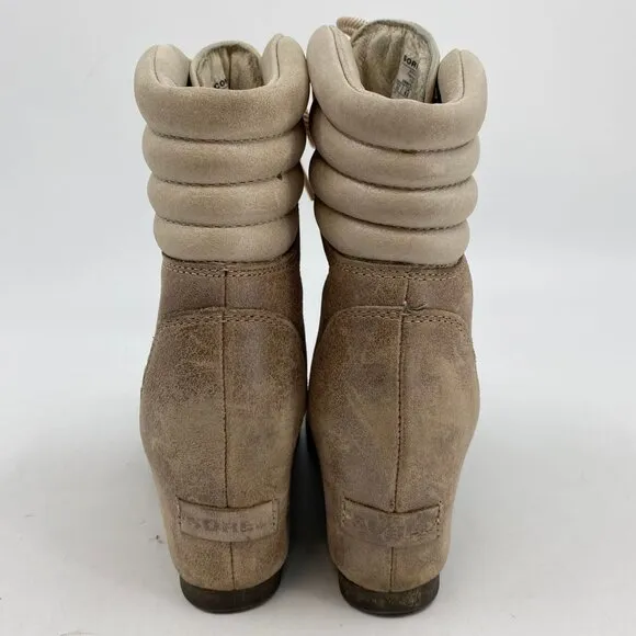 Sorel Tan Lace Up Wedge Heeled Boots | Size 8.5