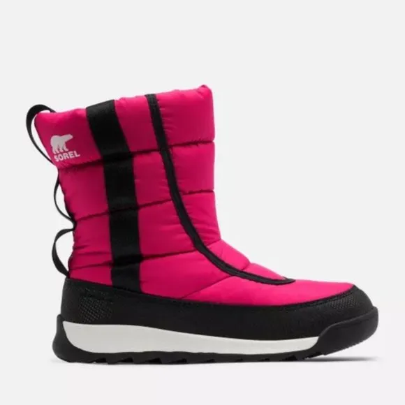 Sorel,  Whitney II Puffy Mid boot, in pink,  black,   white girl's size 13, EUC.