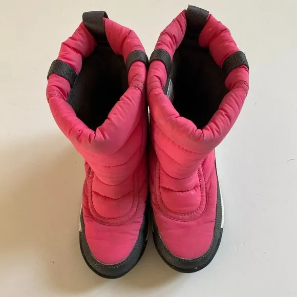 Sorel,  Whitney II Puffy Mid boot, in pink,  black,   white girl's size 13, EUC.