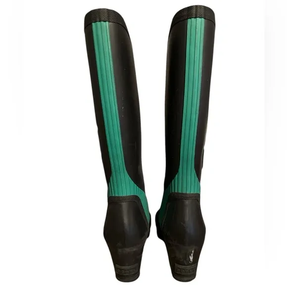 Sorel Women's Joan Of Arctic Black and Green Wedge Rain Boots