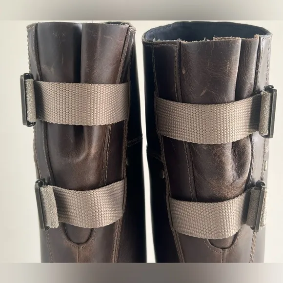Sorel Women’s Slimpack Riding Tall II Leather Upper Brown &amp; Charcoal Boots sz 8