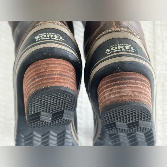 Sorel Women’s Slimpack Riding Tall II Leather Upper Brown &amp; Charcoal Boots sz 8