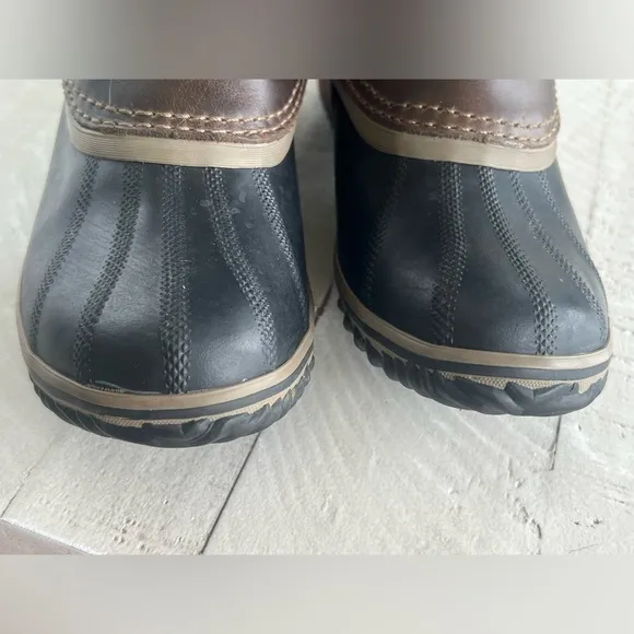 Sorel Women’s Slimpack Riding Tall II Leather Upper Brown &amp; Charcoal Boots sz 8