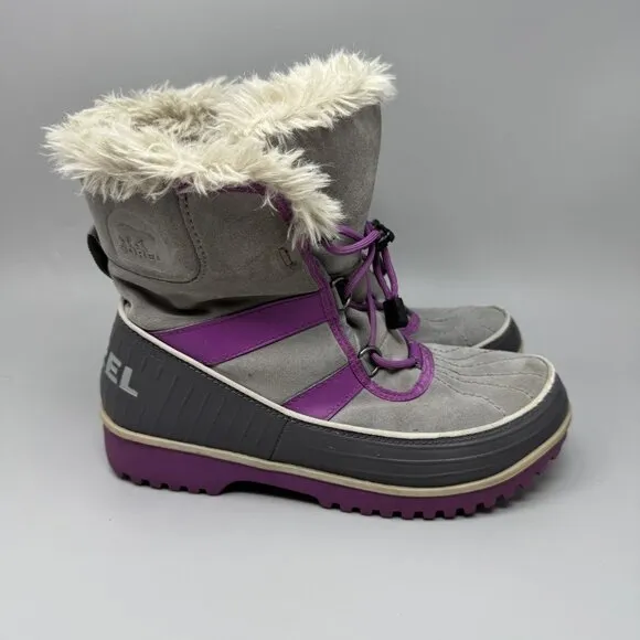 Sorel Womens Tivoli II Gray Leather Round Toe Lace Up Ankle Snow Boots Size 7