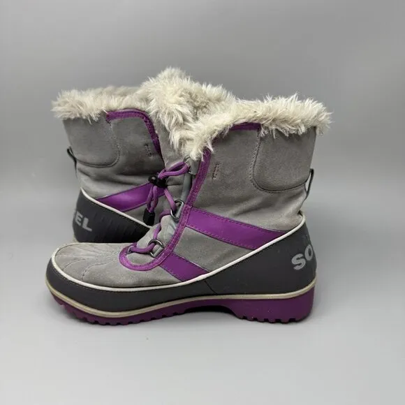 Sorel Womens Tivoli II Gray Leather Round Toe Lace Up Ankle Snow Boots Size 7
