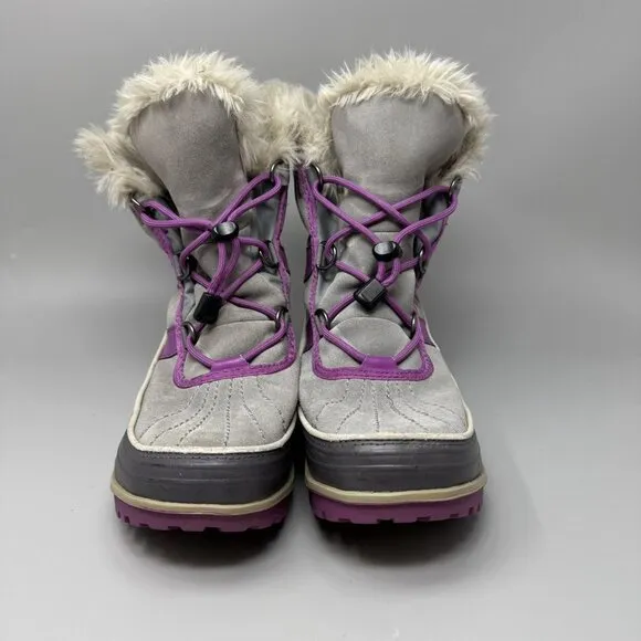 Sorel Womens Tivoli II Gray Leather Round Toe Lace Up Ankle Snow Boots Size 7