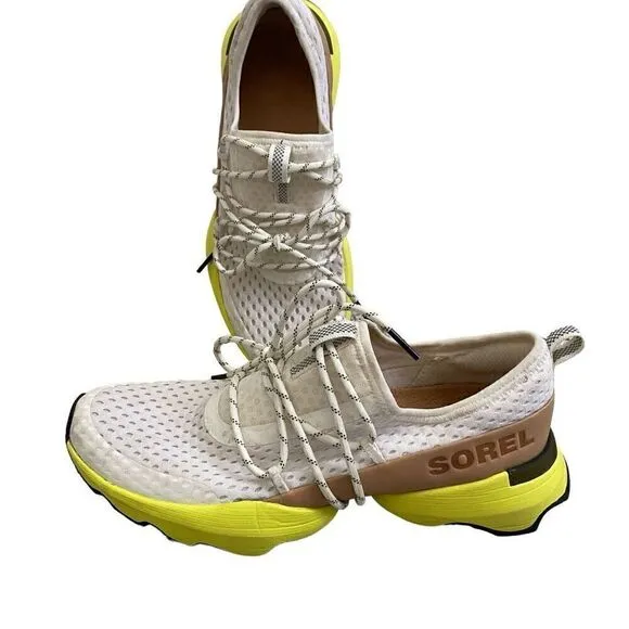 SOREL Kinetic Impact Lace Sneakers Sea Salt Yellow NL4073-126 Womens Size 8