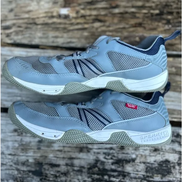 Sperry Harbormaster Men’s Gray Leather &amp; Mesh Boating Shoes Size 11.5
