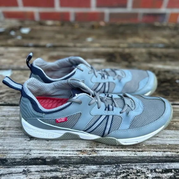 Sperry Harbormaster Men’s Gray Leather &amp; Mesh Boating Shoes Size 11.5