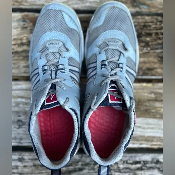 Sperry Harbormaster Men’s Gray Leather &amp; Mesh Boating Shoes Size 11.5