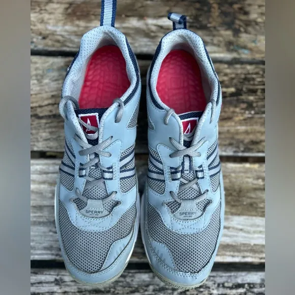 Sperry Harbormaster Men’s Gray Leather &amp; Mesh Boating Shoes Size 11.5
