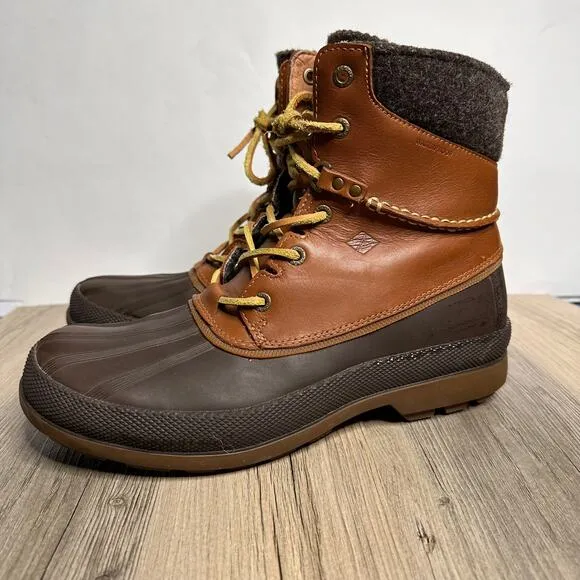 Sperry Men's Cold Bay Duck Boots Tan Leather Waterproof Insulated Vibram Sole 8