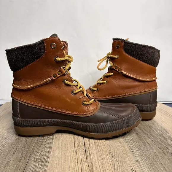 Sperry Men's Cold Bay Duck Boots Tan Leather Waterproof Insulated Vibram Sole 8