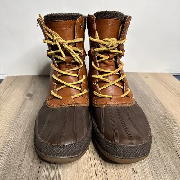 Sperry Men's Cold Bay Duck Boots Tan Leather Waterproof Insulated Vibram Sole 8