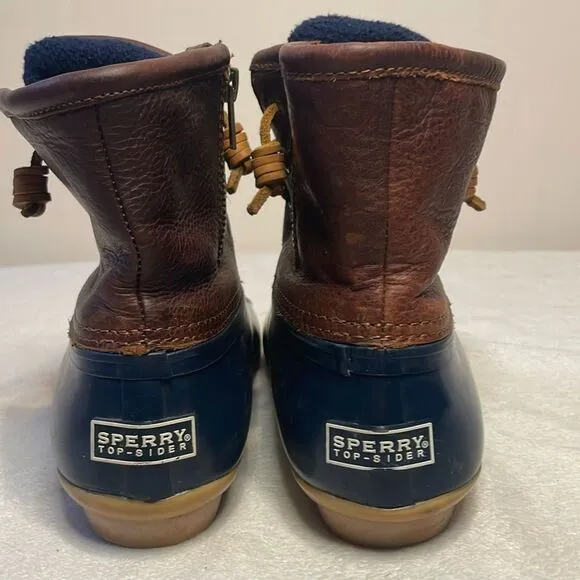 Sperry- Women’s Saltwater Leather Blue &amp; Brown Rain/Outdoor/Duck Boots- Size 8