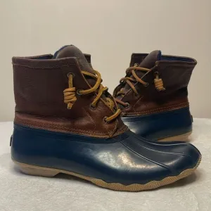 Sperry- Women’s Saltwater Leather Blue &amp; Brown Rain/Outdoor/Duck Boots- Size 8