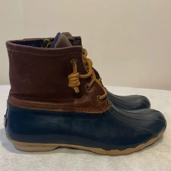 Sperry- Women’s Saltwater Leather Blue &amp; Brown Rain/Outdoor/Duck Boots- Size 8