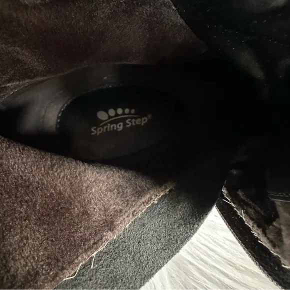 Spring Step Sammy Granny Boots Black Leather Zip Mid Calf Witchy Goth Preppy 39