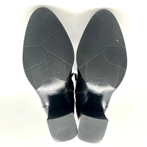 Spring Step Sammy Granny Boots Womens 36 Black Leather Zip Mid Calf Witchy Goth