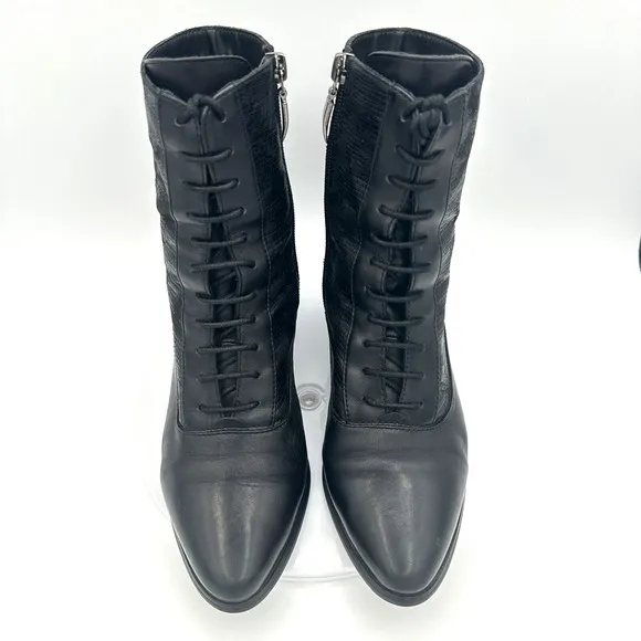 Spring Step Sammy Granny Boots Womens 36 Black Leather Zip Mid Calf Witchy Goth