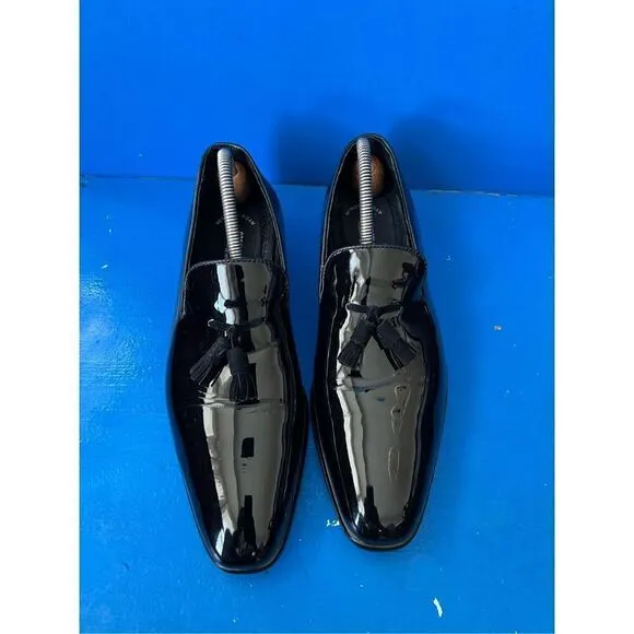 Stacy Adams Phoenix Tassel Slip On Tuxido Shoes Black Patent Leather 21011-004 s