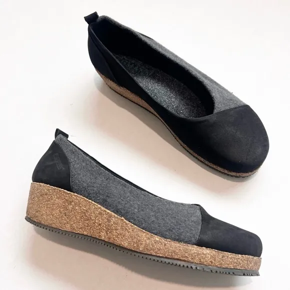 STEGMANN SOFIE STRETCH FELT &amp; LEATHER SLIP-ON - BLACK - WOMEN'S Shoes 7.5