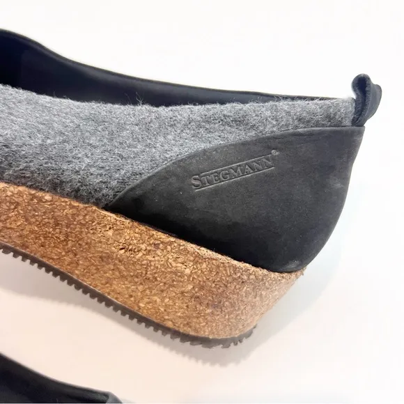 STEGMANN SOFIE STRETCH FELT &amp; LEATHER SLIP-ON - BLACK - WOMEN'S Shoes 7.5