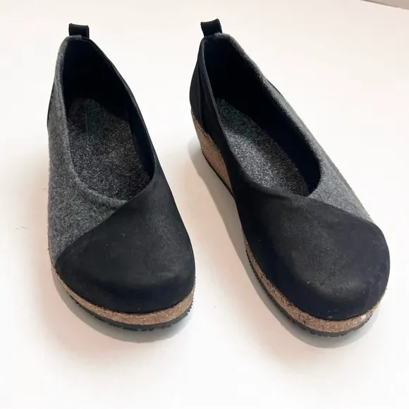 STEGMANN SOFIE STRETCH FELT &amp; LEATHER SLIP-ON - BLACK - WOMEN'S Shoes 7.5