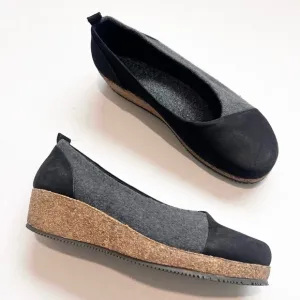 STEGMANN SOFIE STRETCH FELT &amp; LEATHER SLIP-ON - BLACK - WOMEN'S Shoes 7.5
