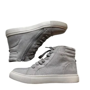 Steve Madden Gray Suede high top lace up side zip womens tennis shoes size 6.5