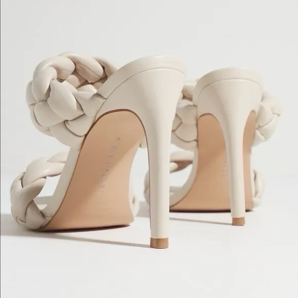 Steve Madden Kenley Plaited Heeled Mules in Off White Sandals Shoes