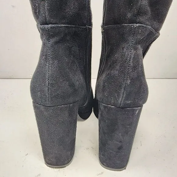 Steve Madden Marcello Black Suede Platfrom Dress Boots Women's 8.5