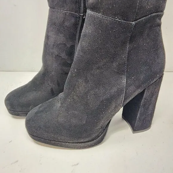 Steve Madden Marcello Black Suede Platfrom Dress Boots Women's 8.5