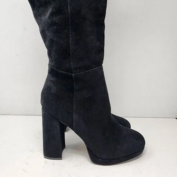 Steve Madden Marcello Black Suede Platfrom Dress Boots Women's 8.5